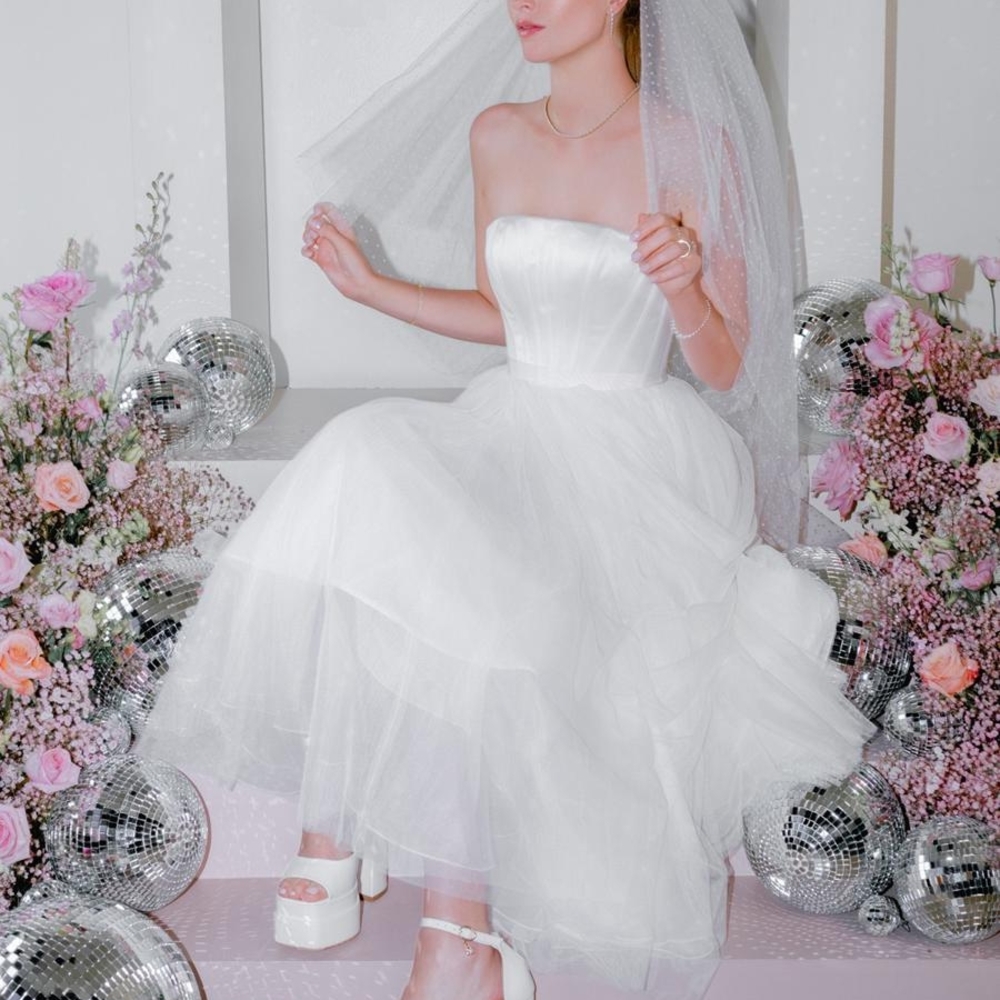 Watters Strapless White Gown